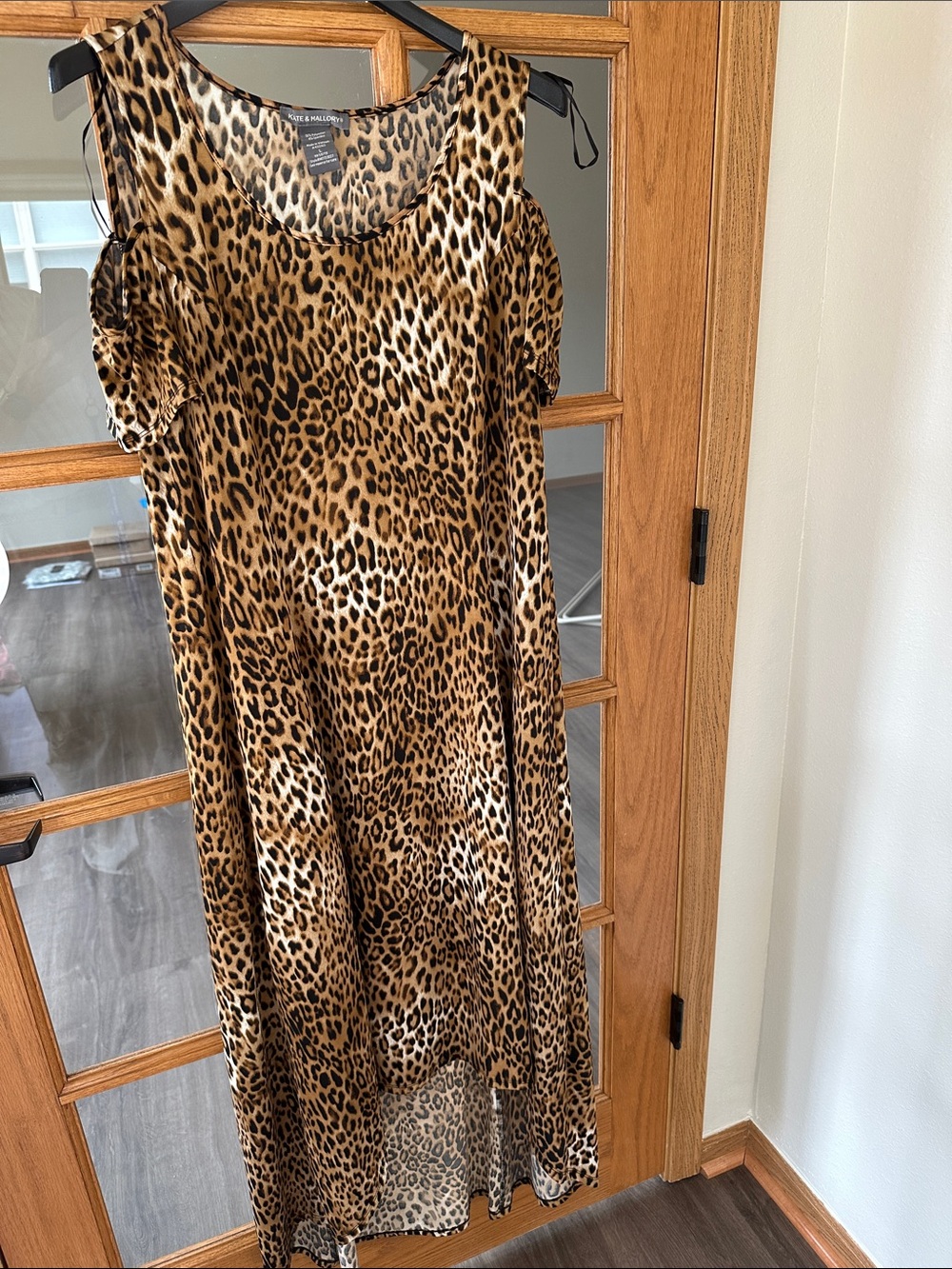 Kate & Mallory Leopard Print Sleeveless Midi Dress - Tan & Black